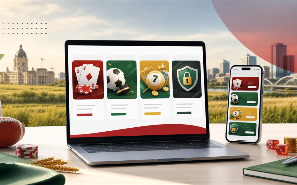 PlayNow SK dashboard with lottery and sports motifs