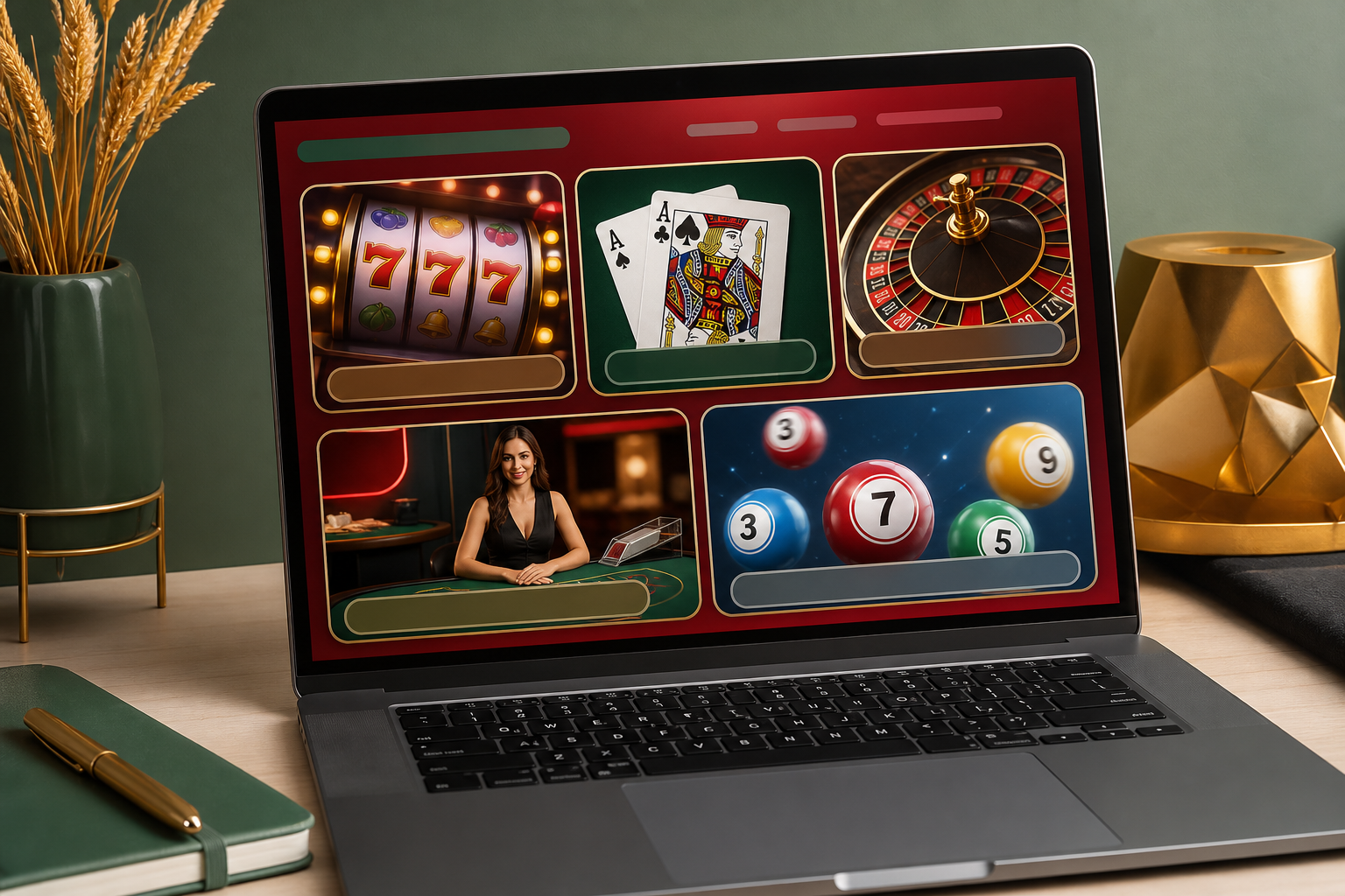 Generic casino lobby with slots and table games